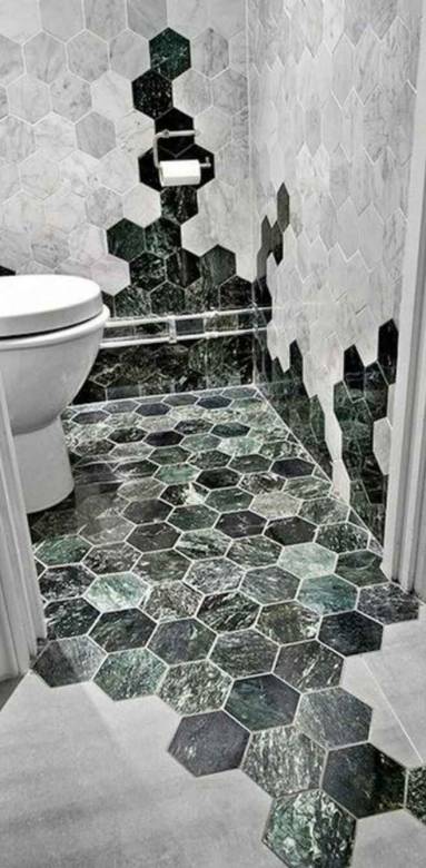 Tomettes contemporaines dans l'espace WC-Industrielle