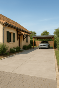 Zone de stationnement privative avec carport en bois - Bourg-en-Bresse Ambérieu-en-Bugey Meximieux 01