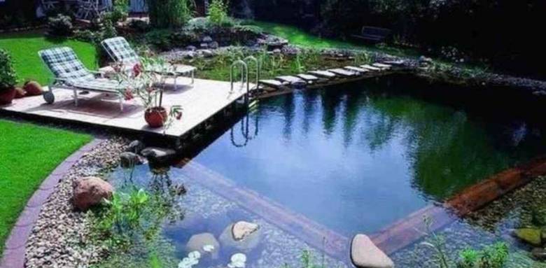 Piscine naturelle forme ovale