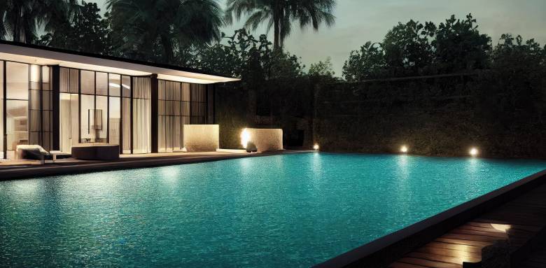 Eclairage extérieur de piscine avec spots lumineux - Cholet 49