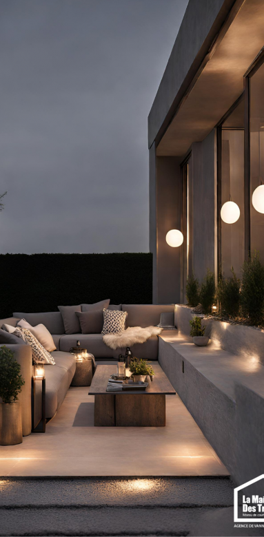 Utilisation éclairage terrasse béton