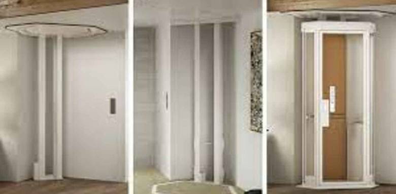 Vue d'un ascenseur sur deux niveaux