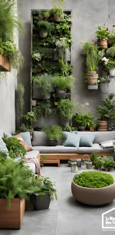 Décoration plante terrasse béton