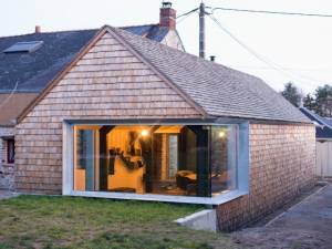 Ecoconstruction extension bois à revêtement bois imitation pierre - Arras 62