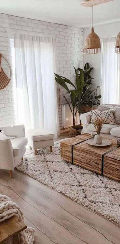 Espace salon aux teintes claires