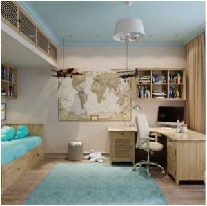 Plafond coloré dans une chambre