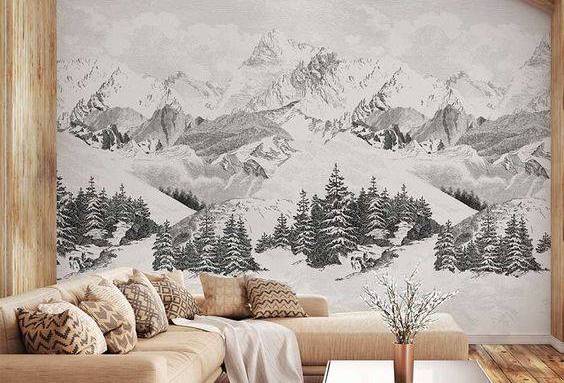 Papier peint panoramique montagne dans le salon - bouc-bel-air-13