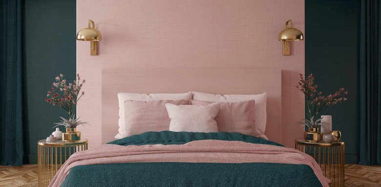 Chambre rose et vert