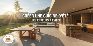 cuisine d’été Bassin Genevois, aménagement extérieur maison, terrasse cuisine extérieure, cuisine extérieure Haute-Savoie, projet cuisine d’été, courtier en travaux extérieur, La Maison des Travaux Bassin Genevois