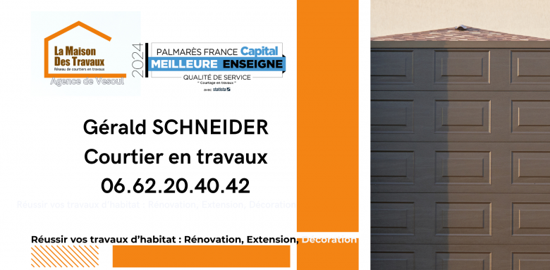 Contactez Gérald Schneider, courtier en travaux à Vesoul, pour vos projets de portails, clôtures et aménagements extérieurs sur mesure.