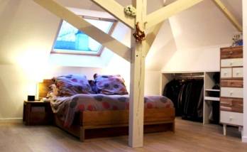 aménagement combles - chambre avec dressing - pose Vélux - rénovation poutres - - Crécy-la-Chapelle - 