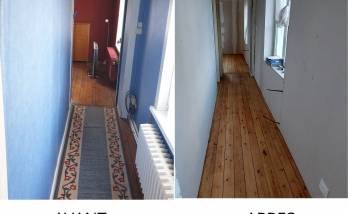 Rénovation de parquet dans un couloir de maison - Arras 62