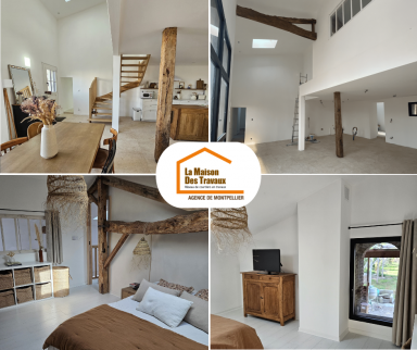 Transformation de grange en maison avec aménagement de chambre - Lattes Maurin 34970