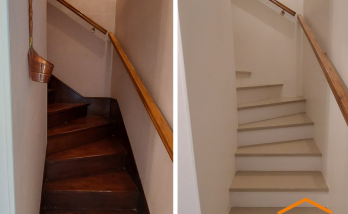 Escalier en bois avant et apres