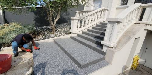 Rénovation d'allée de maison avec pose d'un revêtement en moquette de marbre - Val-de-Marne 94