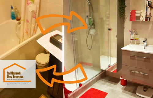 La baignoire, devenue trop dangereuse, a été remplacée par une douche spacieuse avec accès facilité et sol antidérapant