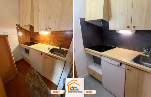  La Maison des Travaux Albertville, rénovation appartement Albertville, rénovation salle de bains Albertville, parquet PVC Albertville, crédence cuisine Albertville