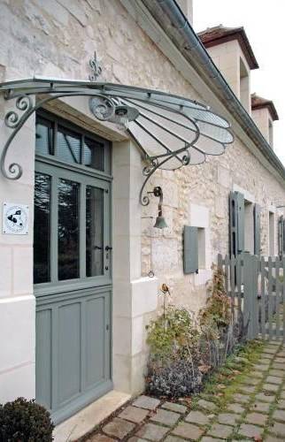 Marquise fer forgé en verre zarmé/feuilleté entrée de maison à Pleyben (29190)