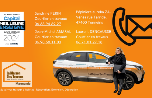 Sandrine Férin, courtière en travaux à Marmande, vous accompagne dans vos projets de rénovation, même après sinistre.