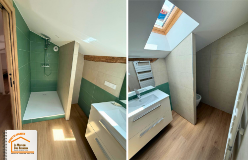  rénovation salle de bain Le Grand-Bornand, rénovation maison de village montagne, salle de bain moderne Haute-Savoie, travaux rénovation intérieure, la maison des travaux chamonix
