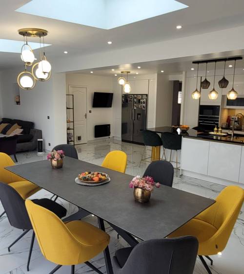 Agrandissement de maison aménagé en salon, séjour et cuisine - Moissy-Cramayel 77550