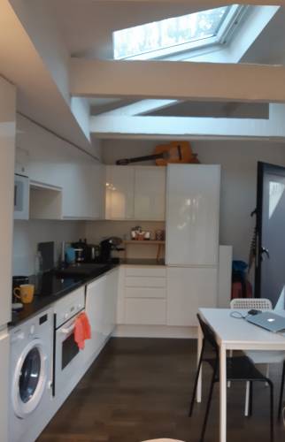 Création cuisine ouverte avec parquet massif