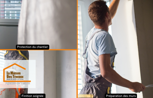 Protection du chantier à Lure : Mise en place de bâches pour sécuriser et protéger avant les travaux de rénovation.