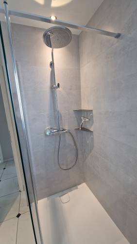 Douche, paroi et tablette, salle de bain à Hésingue