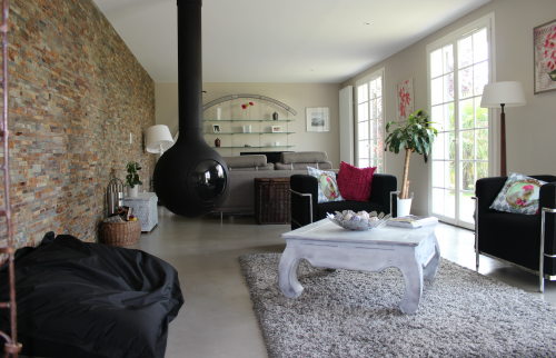 Mur de parement et poêle à granulés - rénovation maison - Vincennes 94300