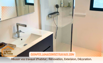 Un meuble moderne et pratique a été choisi pour optimiser l'espace. La finition en noir mat apporte une touche de sophistication, tandis que l'armoire murale, parfaitement intégrée, offre un espace de rangement suffisant sans encombrer la pièce.