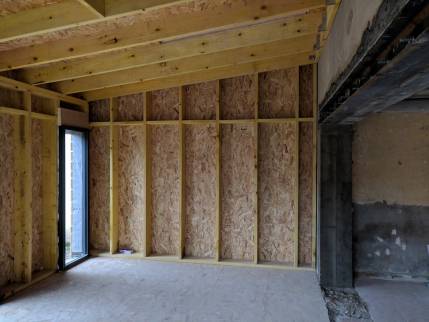 Extension Maison à Lyon - Bron- Réalisation de l'Ossature Bois, Maçonnerie