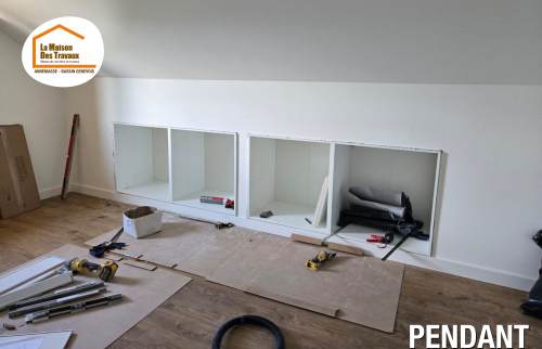  rénovation chambre Bassin Genevois, optimisation espace chambre, décoration intérieure cosy, rangements sur mesure Haute-Savoie, peinture murale apaisante