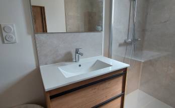 Meuble vasque ton bois