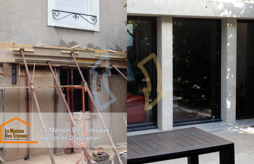  Cette photo montre l’état initial de la façade, où aucune ouverture n’était encore réalisée. 