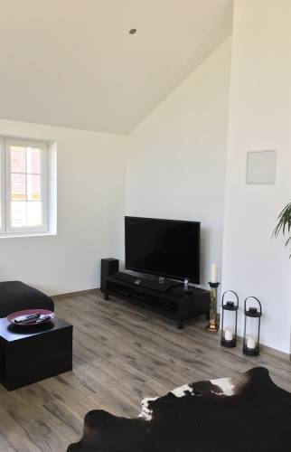 Vue intérieur extension avec conduit de répartition de chaleur - Travaux terminés