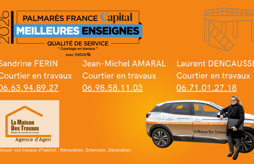 L’équipe de l’agence La Maison Des Travaux d’Agen vous accompagne pour rénover votre logement du sol au plafond, avec expertise et écoute.