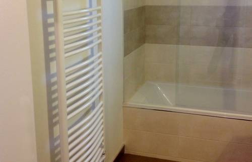 Salle de bain avec la baignoire et radiateur