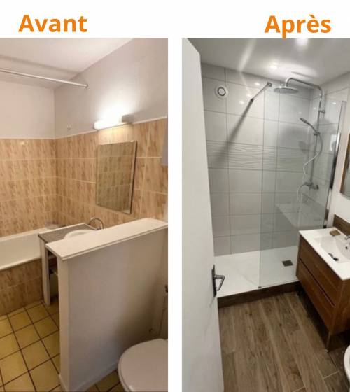 Avant après travaux salle de bain à Cenon