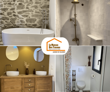 Rénovation de maison ancienne avec salle de bain aménagée en sous-pente - Montélier 26120