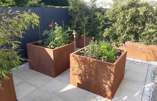 Bacs corten, potager à Sierentz