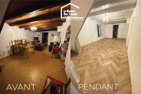 Avant / Pendant rénovation de salon