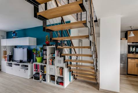 Exemple escalier bois et métal Chenôve