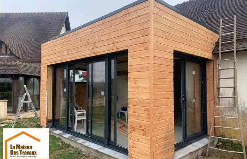 Extension bois La Maison des Travaux Rouen 