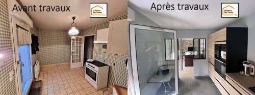 Cuisine avant et après travaux, avec verrières (Brunoy 91800)