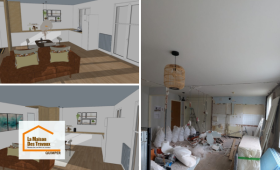 Travaux de rénovation intérieure à Quimper avec reprise de l’isolation, réorganisation des volumes et modernisation complète d’un appartement ancien accompagné par La Maison Des Travaux Quimper.