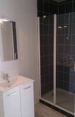 Rénovation d'une petite salle de bain en faïence avec douche  à l'italienne à Nantes (44)