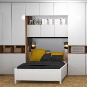 Création d'un dressing en tête de lit dans un appartement Lyonnais - Agathe Fonvielle - La Maison Des Architectes