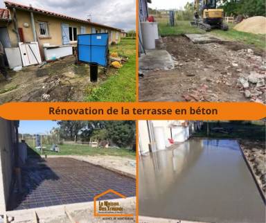 Rénovation de maison avec nouvelle terrasse en béton - Caussade 82300