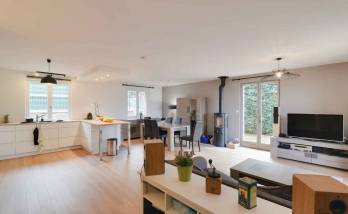 Rénovation complète d'une maison Ouest Lyonnais - cuisine et séjour