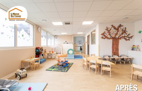 rénovation micro-crèche Reignier-Esery, rénovation crèche Haute-Savoie, rénovation professionnelle Bassin Genevois, rénovation locaux petite enfance, rénovation murs sols crèche